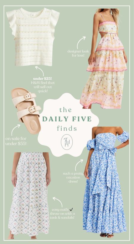 3/28 Daily 5 Finds! 

Vacation dress, designer look for less, summer skirt, under $55 sandals, knit top, & more! 

#LTKfindsunder100 #LTKfindsunder50 #LTKSeasonal