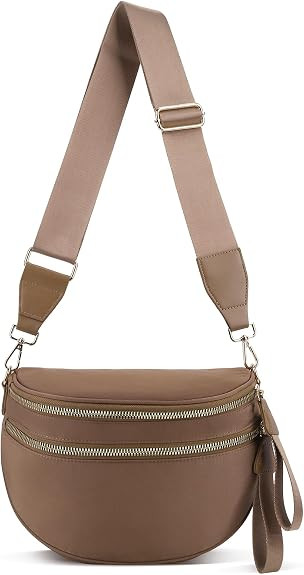 Bum Bags for Women Nylon Crossbody Bag Solid Spacious Cresent Sling Belt Half Moon Purse with Adj... | Amazon (US)