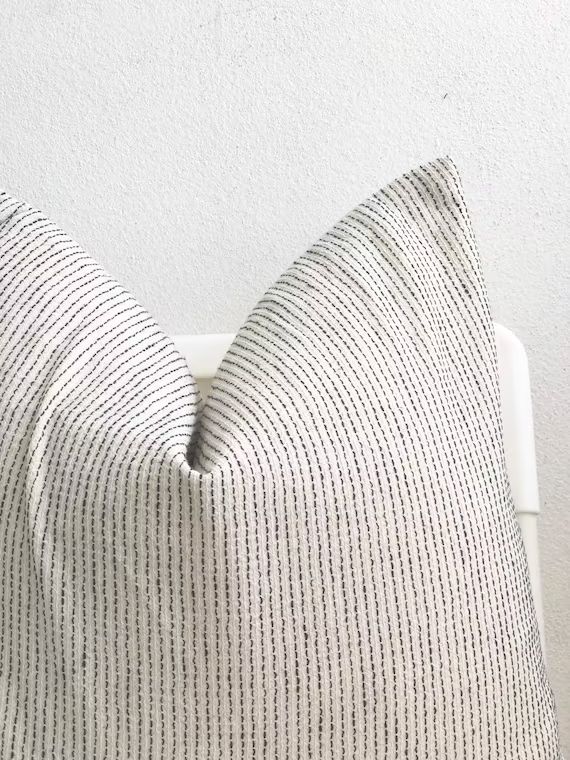 White Cream Black Striped Pillow Cover | Etsy (US)