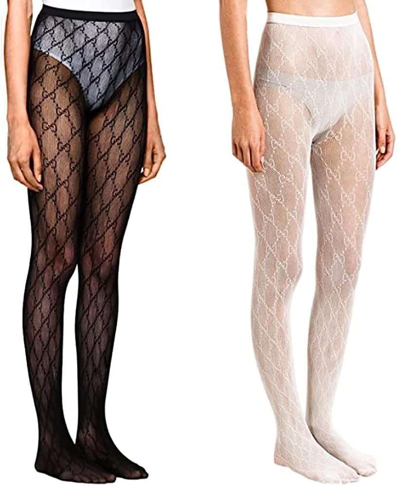 2 Pieces Women's Sexy Letter GG Tights Fishnet Stockings, Tights Leggings, Letter Stockings tight... | Amazon (US)