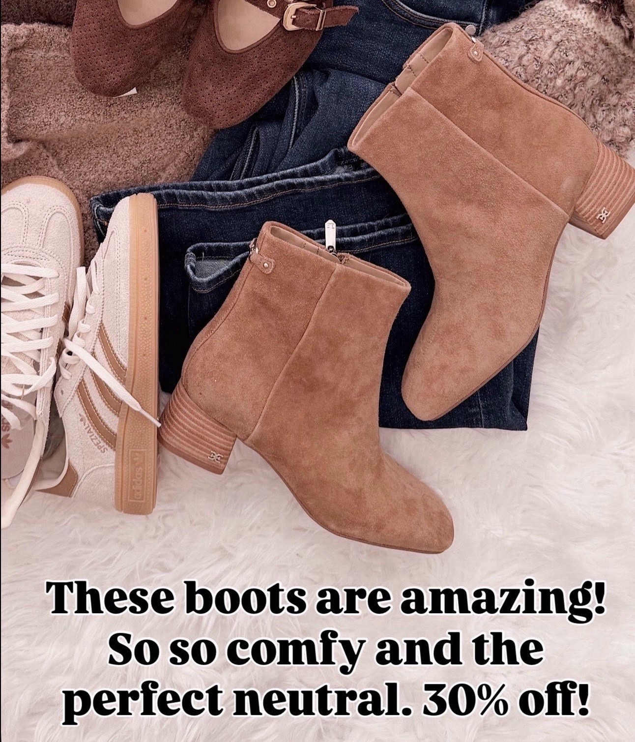These are the kind of boots you end up reaching for every single day. Soft suede, walkable heel, and the shade goes with literally everything. The sale price makes them even better.

ankle boot outfits, neutral suede boots, winter shoe staples, comfy fall boots, everyday booties for women, casual winter style, capsule wardrobe shoes

#LTKSaleAlert #LTKHoliday #LTKWorkwear