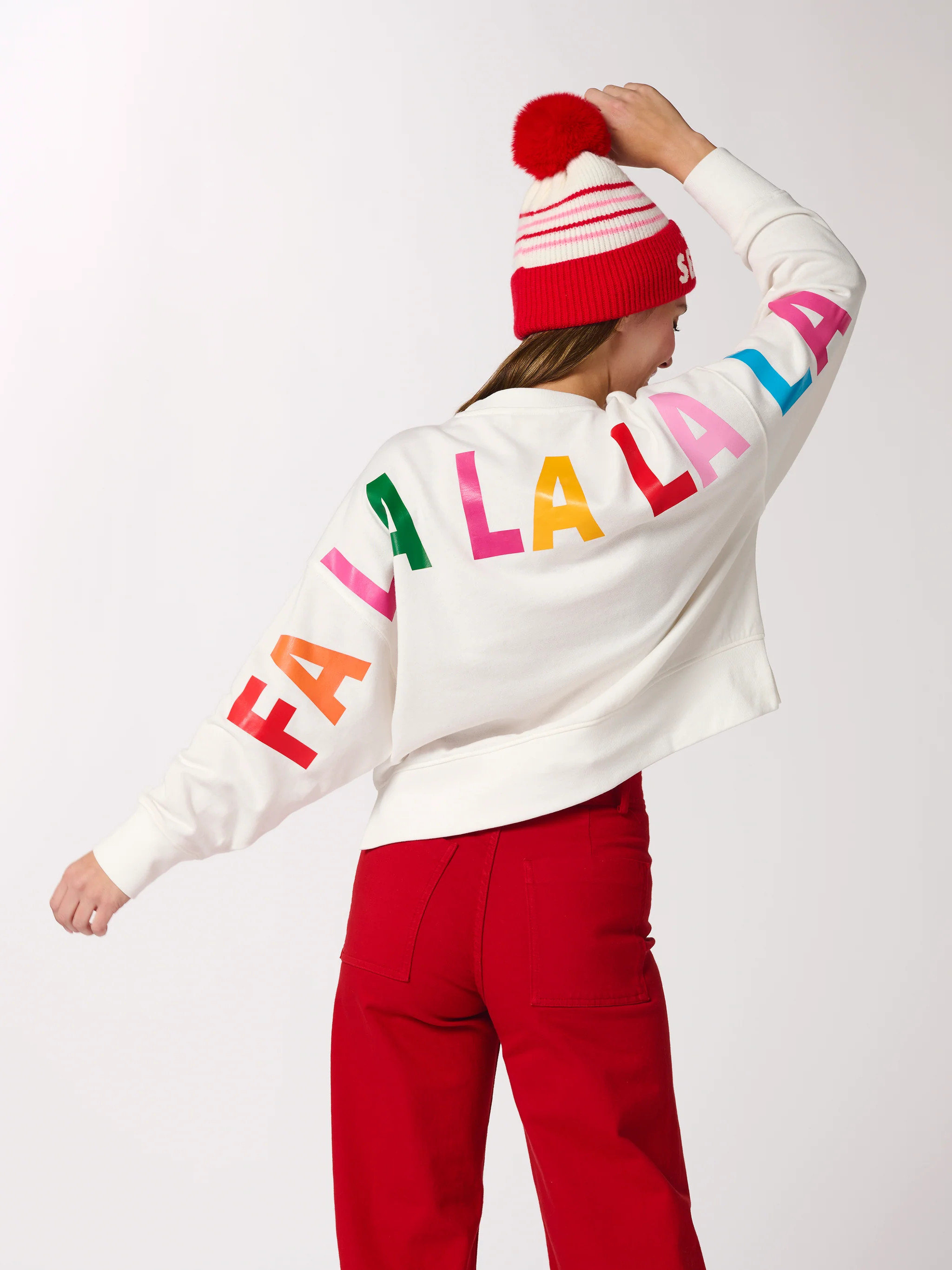Shiraleah "'Tis The Season/Fa La La" Relaxed Sweatshirt, Ivory | Shiraleah