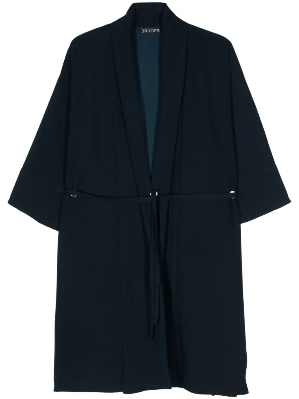 DRHOPE crepe belted coat - Blue | Farfetch Global