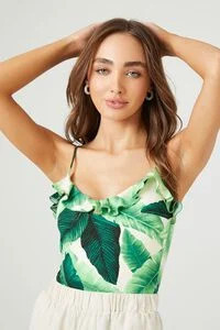 Tropical Leaf Ruffle Bodysuit | Forever 21 (US)