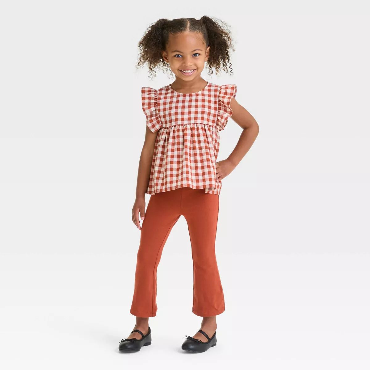 Toddler Girls' Checkered Top & Leggings Set - Cat & Jack™ Brown | Target