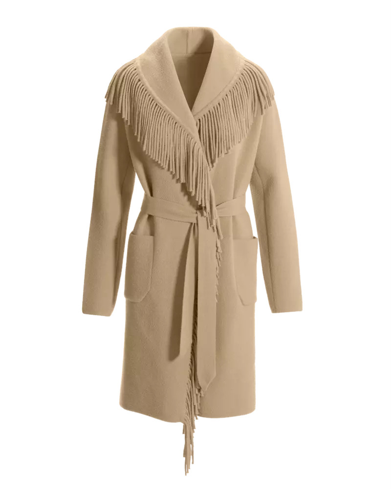 Fringe Tie Waist Coatigan - Camel | Boston Proper | Boston Proper