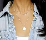 Sideways Cross Necklace, Silver Layered Necklaces Set / Initial Necklace, Double Necklaces / Layerin | Amazon (US)