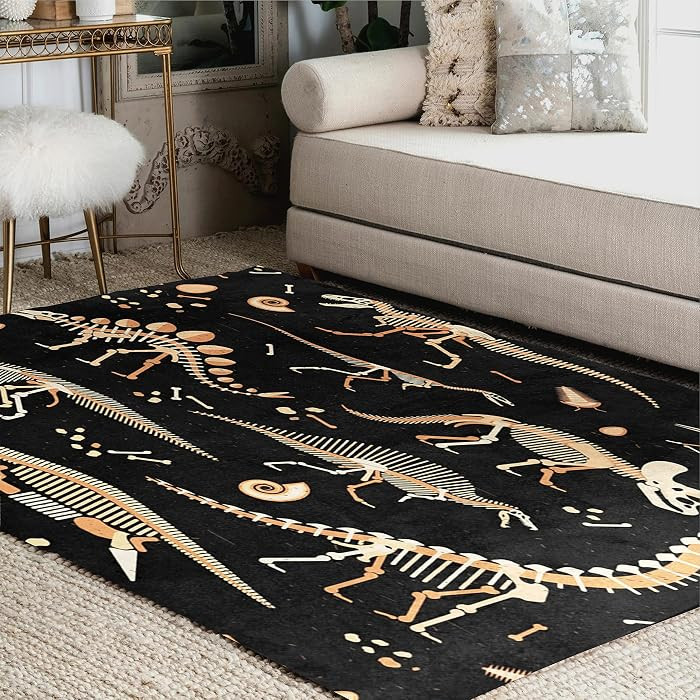 ALAZA Skeleton of Dinosaur Animal Print Area Rug Rugs for Living Room Bedroom 4'10" x 6'8" | Amazon (US)