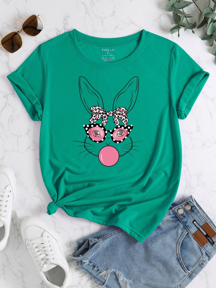Rabbit Print Tee | SHEIN