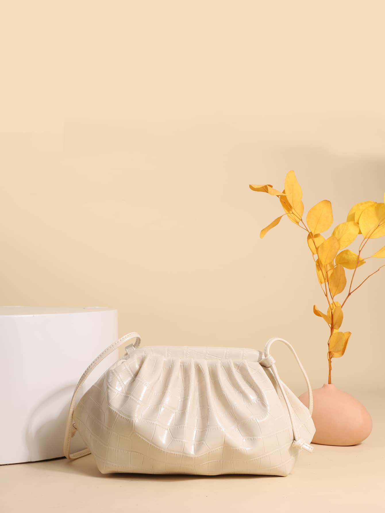 Croc Embossed Ruched Bag | SHEIN