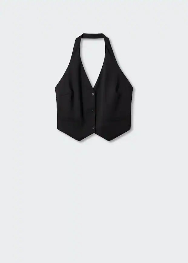 Button halter neck vest | MANGO (UK)