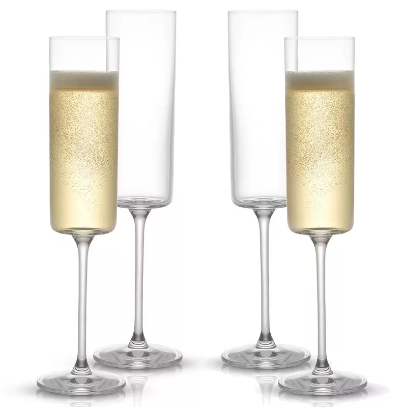 JoyJolt Milo Stemless Champagne Flutes Crystal Glasses - Set of 8 Glasses -  9.4oz