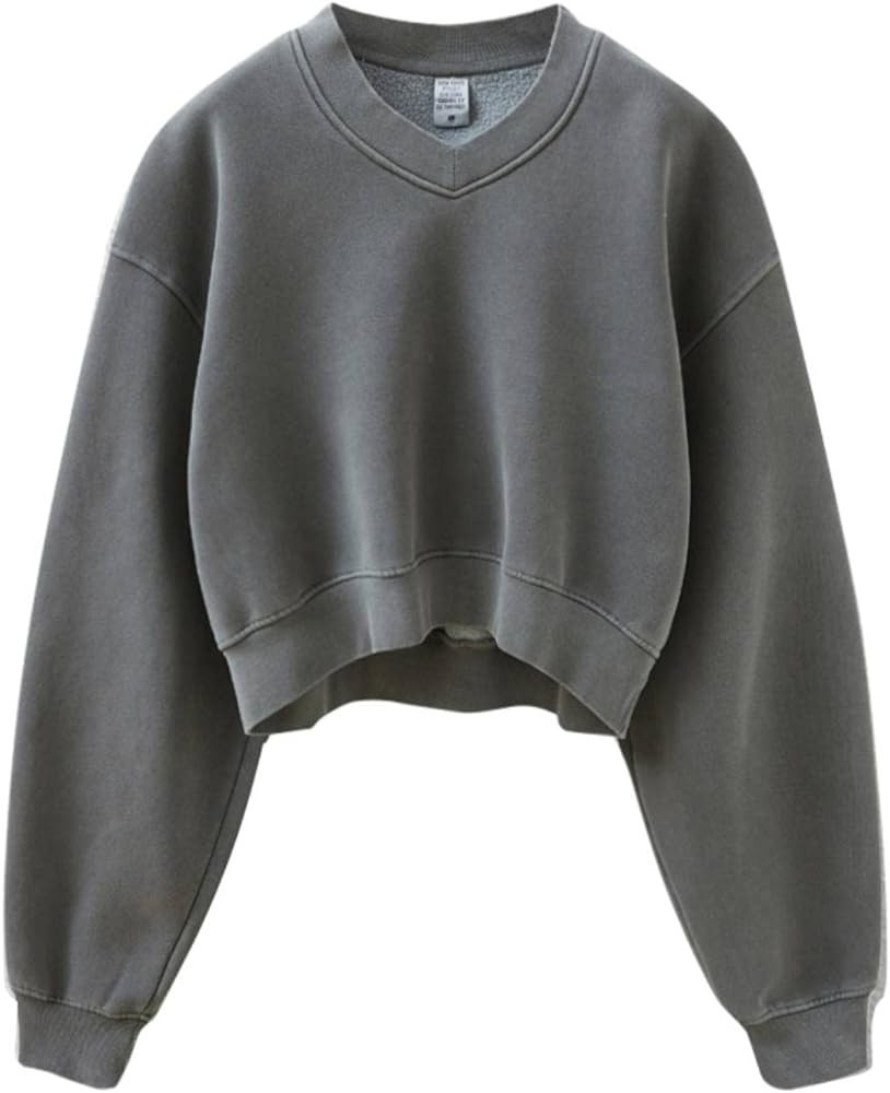 Hatant Sweatshirt for Women Acid Wash Athletic Hoodie Heritage Fleece V-neck Long Sleeve Hoodie F... | Amazon (US)