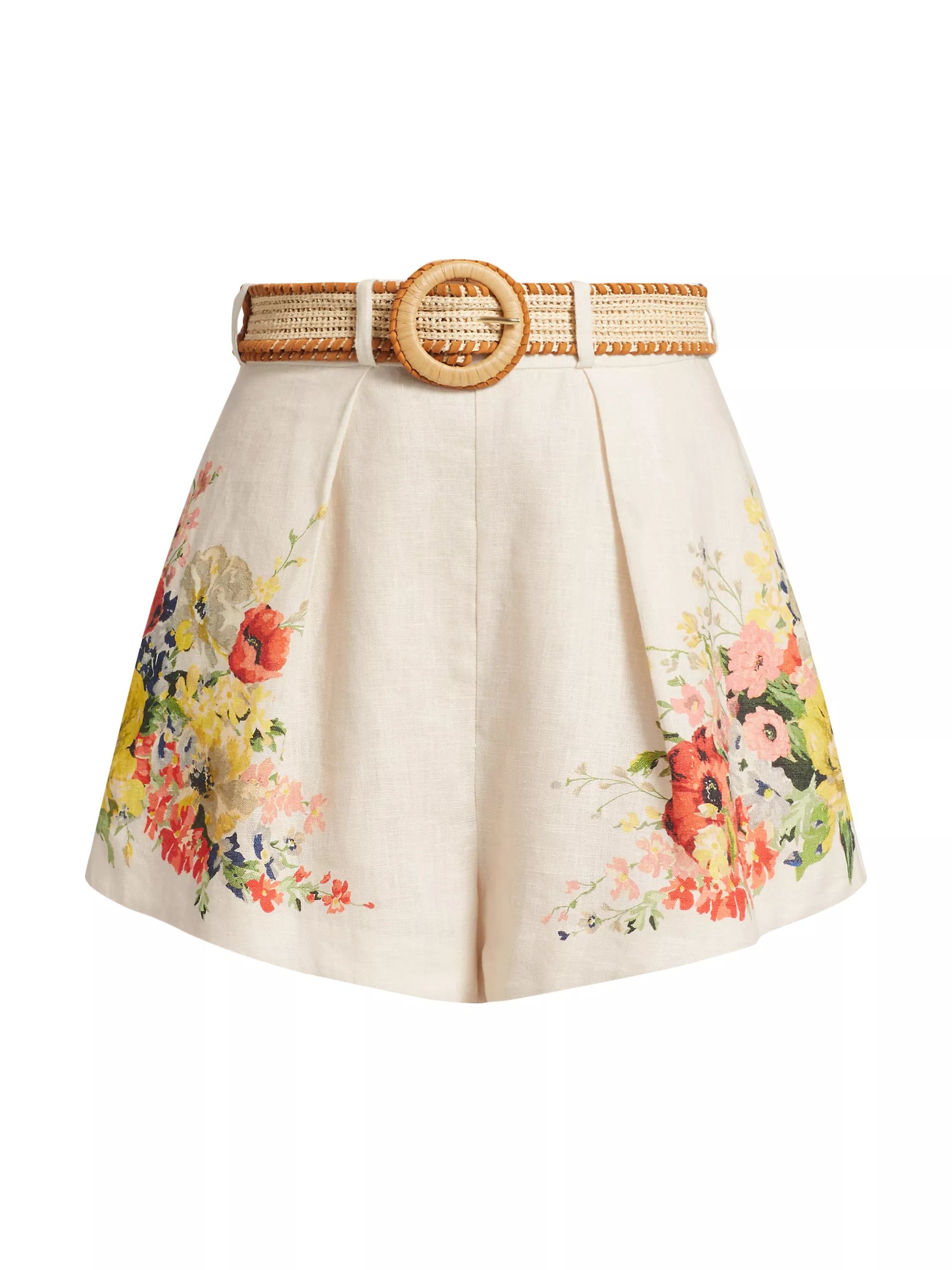 Alight Tuck Belted Floral Linen Shorts | Saks Fifth Avenue