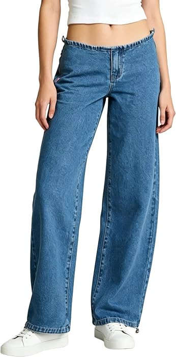 Low Rise Jeans for Women Baggy Y2K Adjustable Denim Pants | Amazon (US)