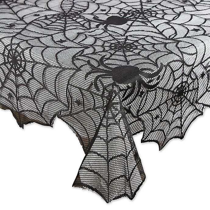 DII® Halloween Lace 54-Inch x 72-Inch Oblong Tablecloth in Black | Bed Bath & Beyond