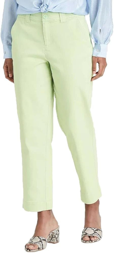 A New Day Women's High-Rise Straight Leg Ankle Pants - (Green, 10) | Amazon (US)