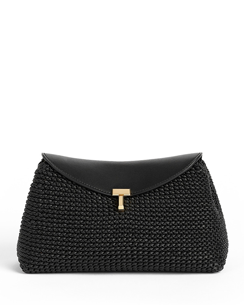 Toteme T-Lock Woven Leather Convertible Clutch in Black | Bloomingdale's (US)