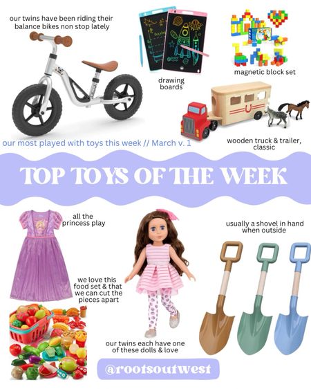 Our Top Played With Toys of the Week - items my girls, 4 & under played with the most this week. From balance bikes to glitter girl dolls. From shovels to play food & more! All on Amazon! 

#LTKkids #LTKsalealert #LTKbaby