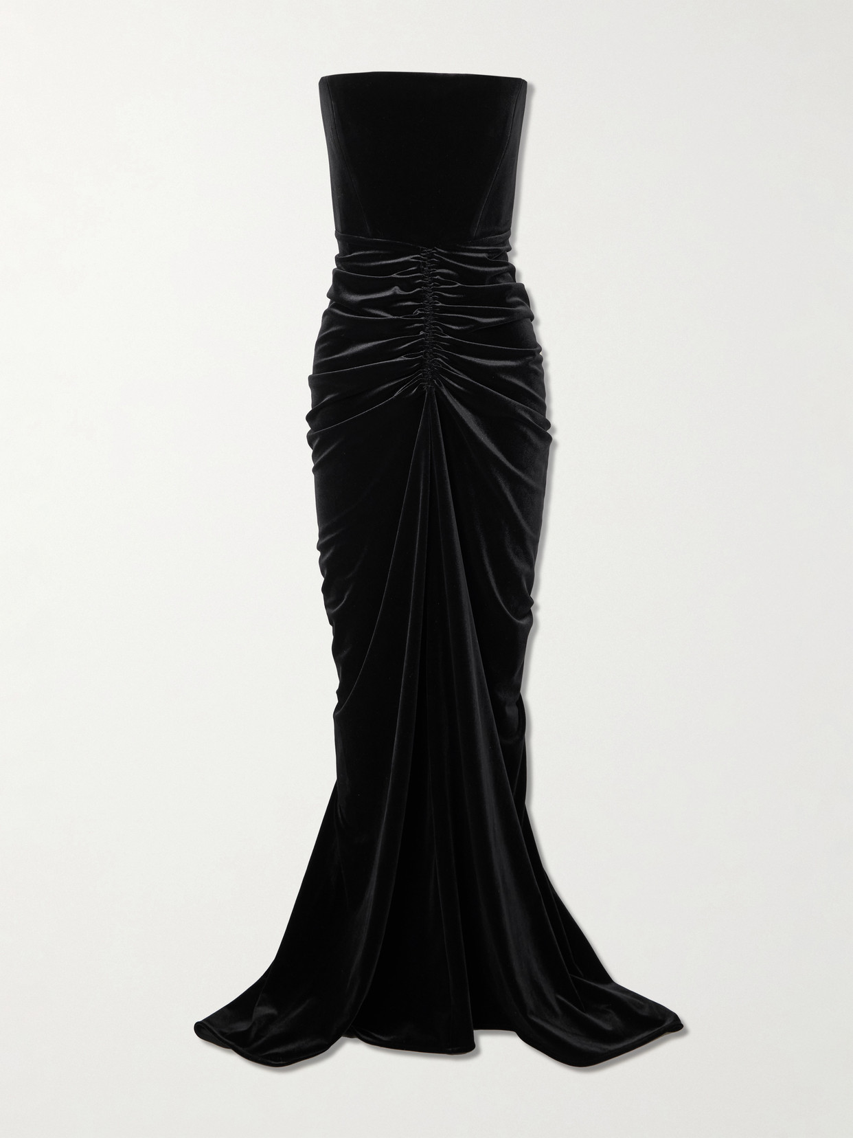 Alex Perry - Strapless Ruched Velvet Gown - Black | NET-A-PORTER (US)