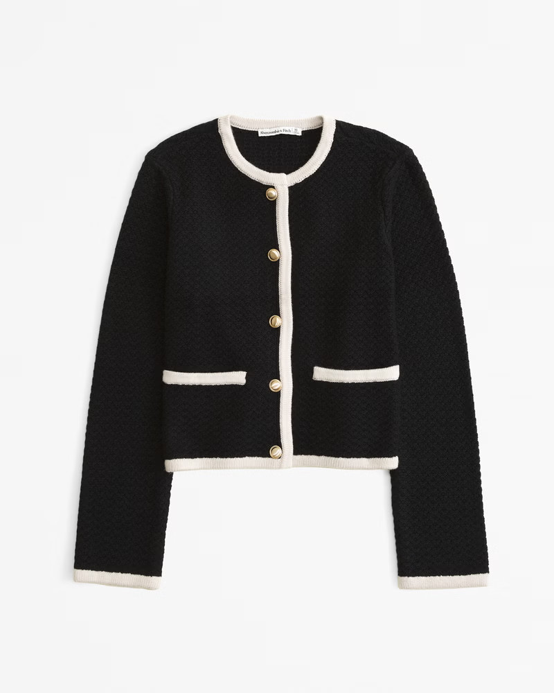 Women's Textural Crew Sweater Jacket | Women's Tops | Abercrombie.com | Abercrombie & Fitch (US)