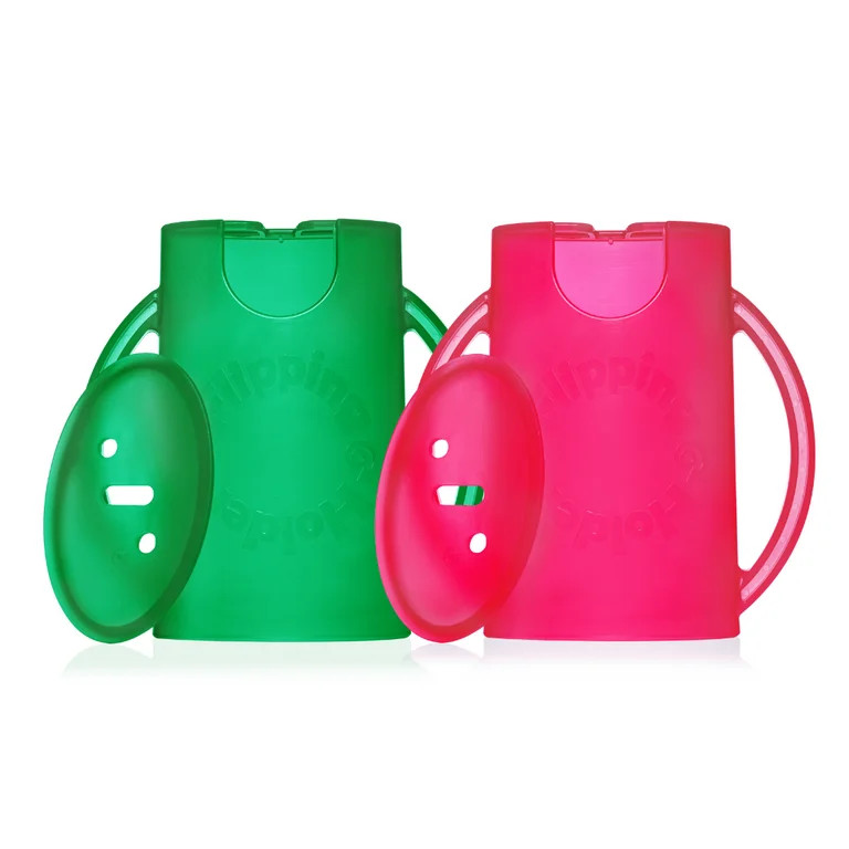 Squeeze Proof Flipping Holder DELUXE with lid 2-Pack for Food Pouches & Juice Boxes (Green & Pink... | Walmart (US)