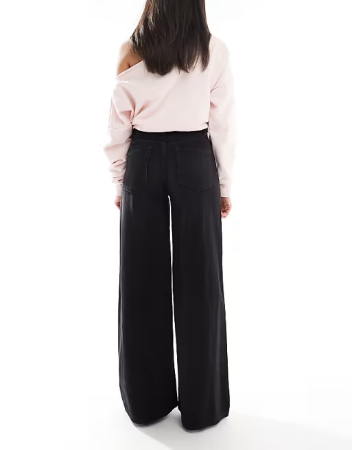 ASOS DESIGN soft wide leg jeans in black | ASOS (Global)
