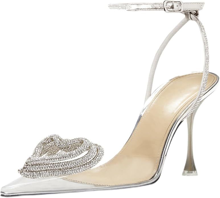 EQAUDES Rhinestone Heels Sparkly Heels Women'S Stiletto Heel Ankle Strap Pointy Toe Wedding High ... | Amazon (US)