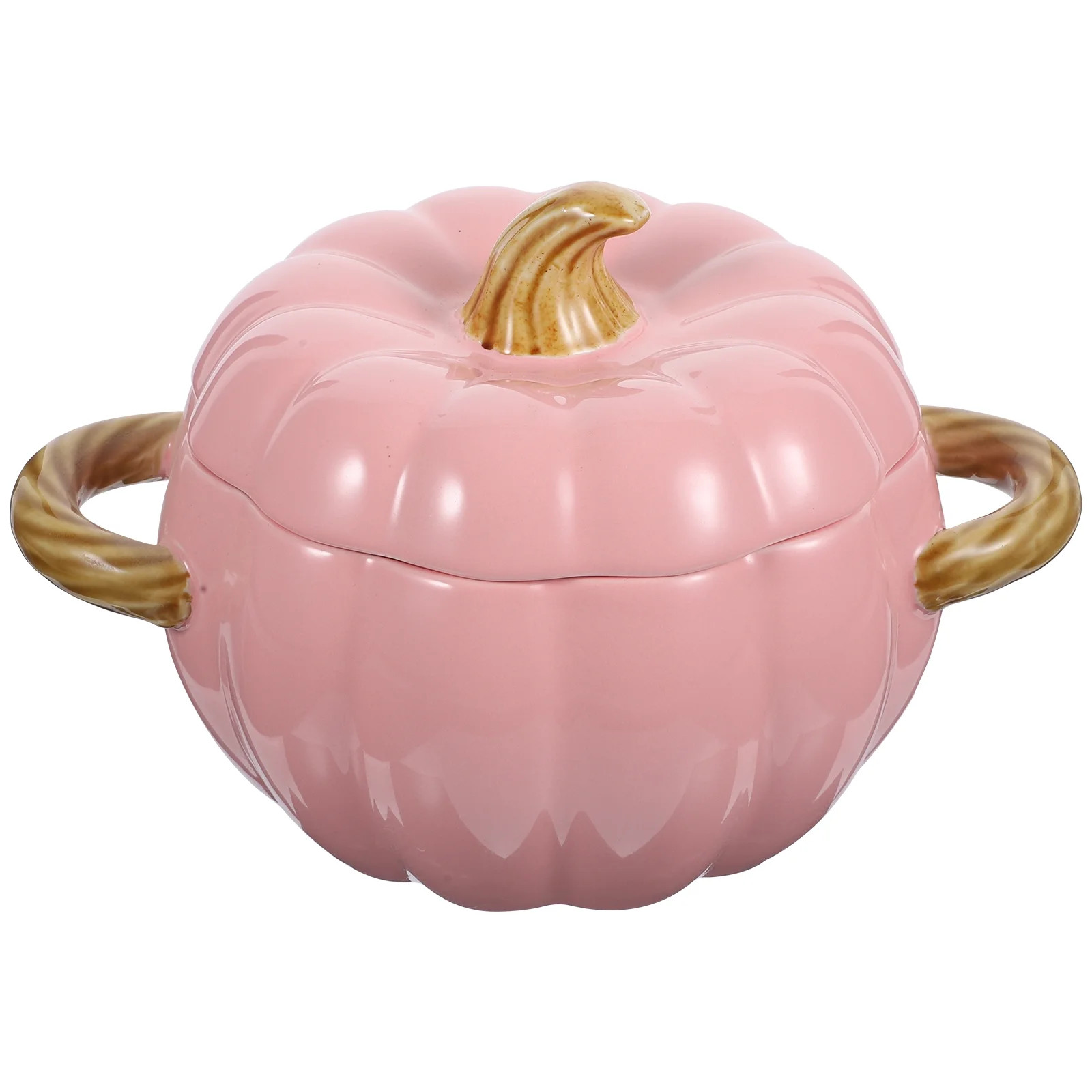 NUOLUX Ceramic Pumpkin Bowl Ceramic Double Handles Pumpkin Bowl Stew Pot with Lid | Walmart (US)