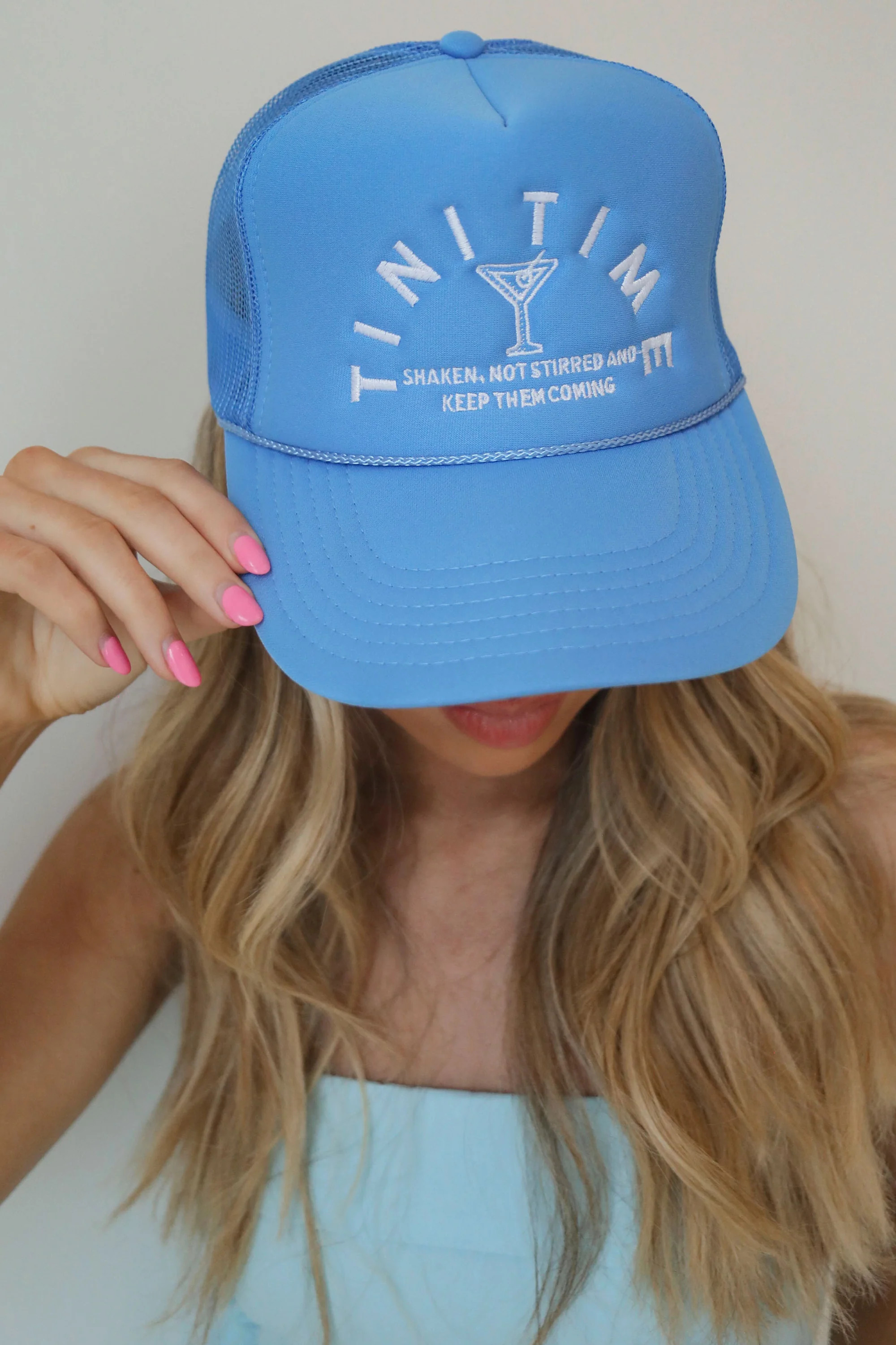 friday + saturday: tini time trucker hat - blue | RIFFRAFF