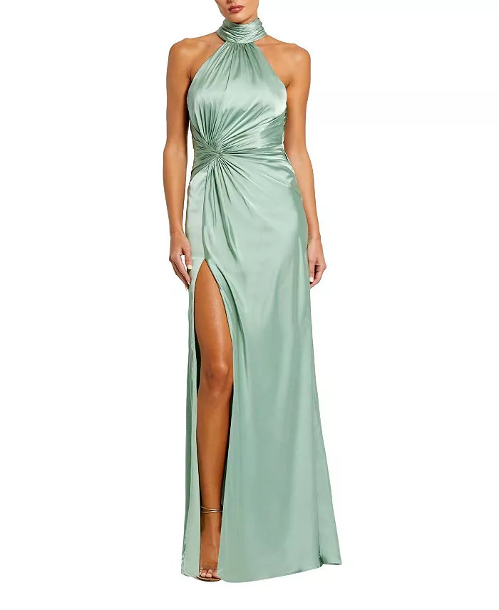Open Back High Neck Side Ruched Gown | Bloomingdale's (US)