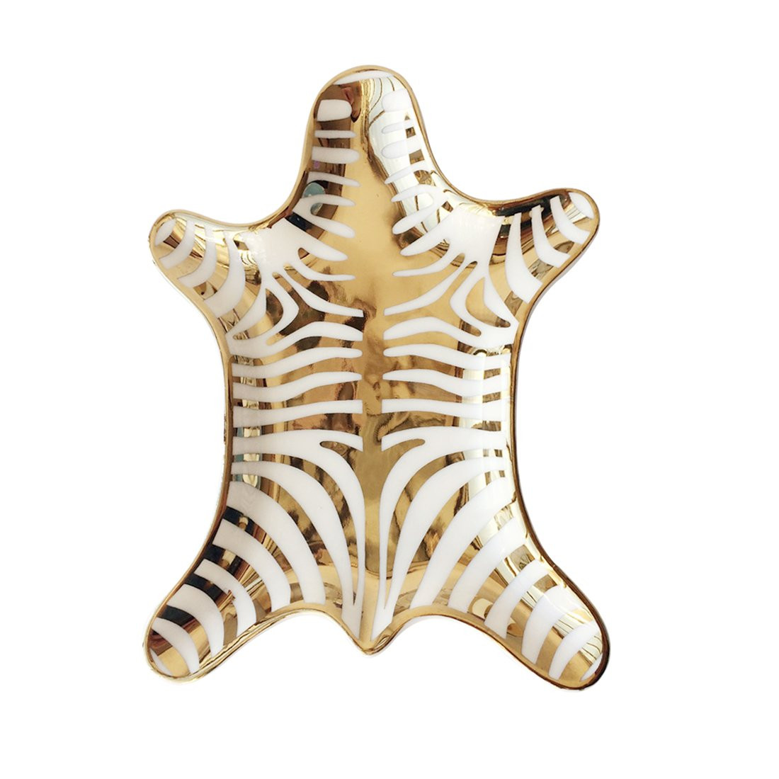 Zebra Stripe Jewelry Tray Ceramic Dishes Plate Gilded 5.9", Gold | Amazon (US)
