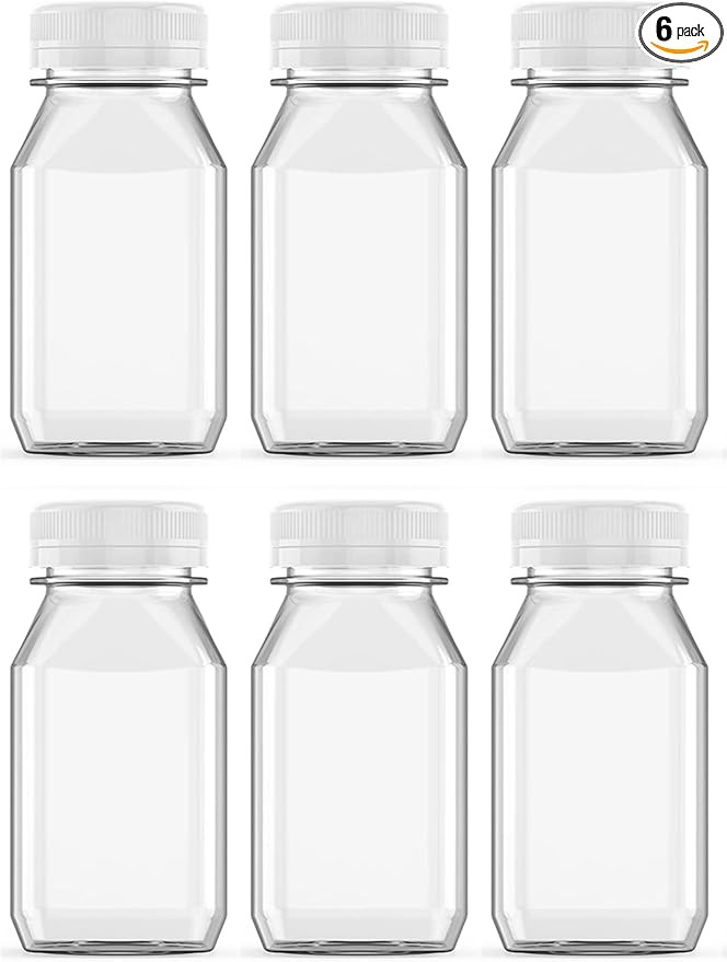 Axe Sickle 6 Pcs 4 Ounce Juice Bottles Plastic Milk Bottles Bulk Beverage Containers with Tamper ... | Amazon (US)