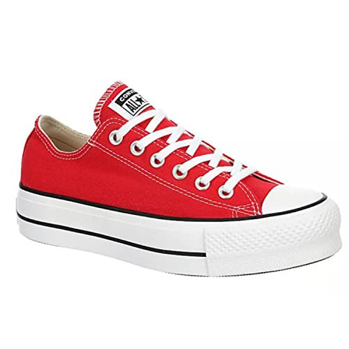 Converse Unisex Chuck Taylor All Star Low Lift Canvas Sneaker - Lace up Closure Style - Red White,9.5 Women/7.5 Men | Amazon (US)