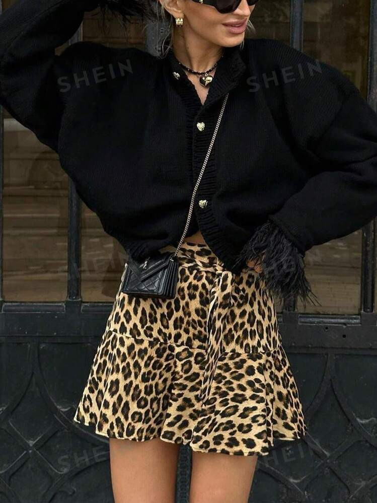 TrendsSHEIN Privé Women Leopard Print Casual Vacation Mini Skirt | SHEIN