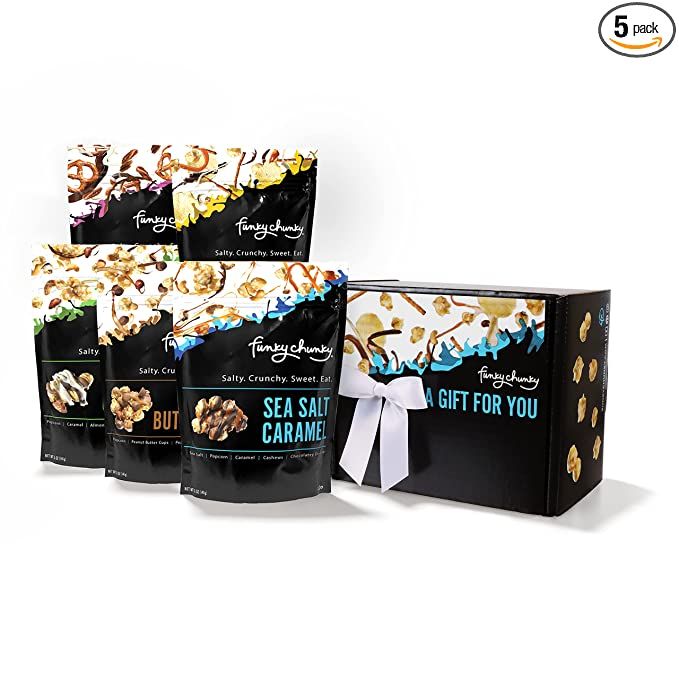 Amazon.com: Funky Chunky Gourmet Popcorn Sampler Variety Pack with all 5 flavors: Sea Salt Carame... | Amazon (US)