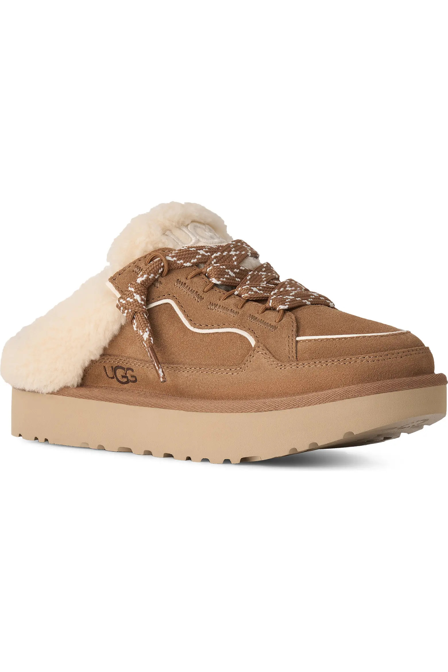 UGG® Lowmel Genuine Shearling Lined Lace-Up Mule (Women) | Nordstrom | Nordstrom