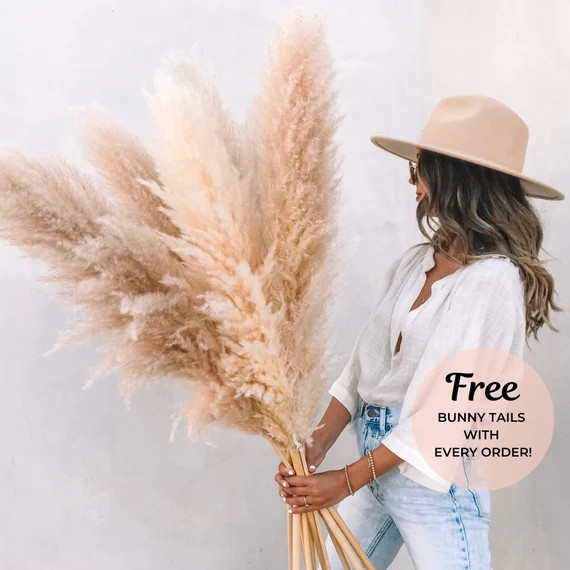 High Quality, 4ft Extra Large Fluffy Dried Pampas Grass - 3CT, Natural Tan & Cream Color, Dried F... | Etsy (US)