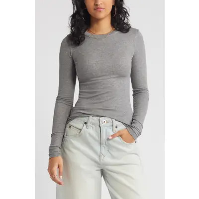 BP. Ribbed Long Sleeve T-Shirt in White at Nordstrom, Size Small | Nordstrom