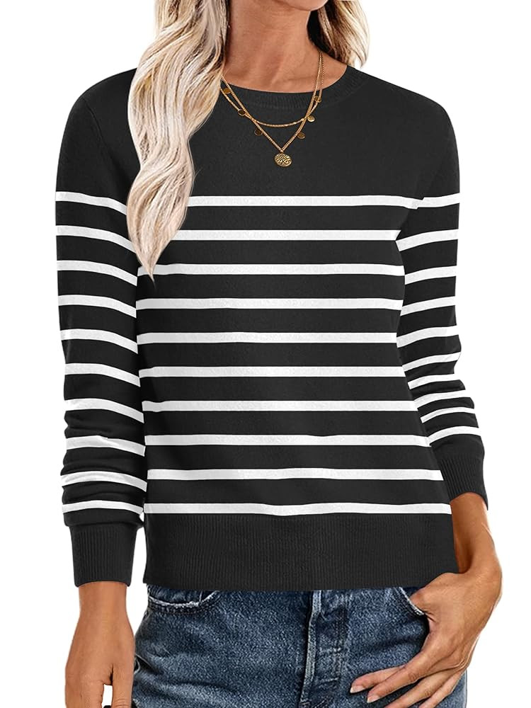 ANRABESS Sweaters for Women Long Sleeve Lightweight Crewneck Soft Basic Knit Loose Fit Pullover T... | Amazon (US)
