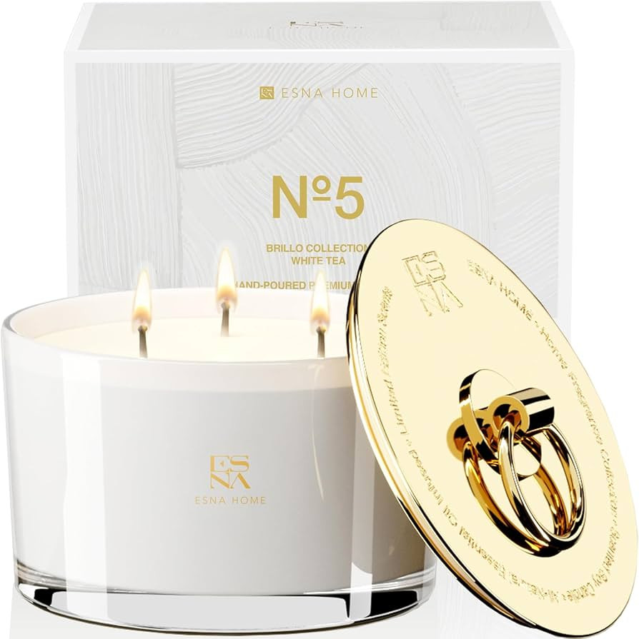 ESNA HOME Aromatherapy Scented Candles | Lavender Essential Oil | 19.4oz 110 Hours Burn Gold Lid ... | Amazon (US)