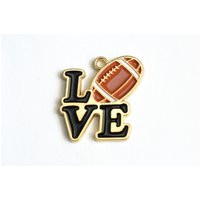 4 Love Football Charm, Gold Tone Sports Pride Charms, 24x23mm | 735 | Etsy (US)