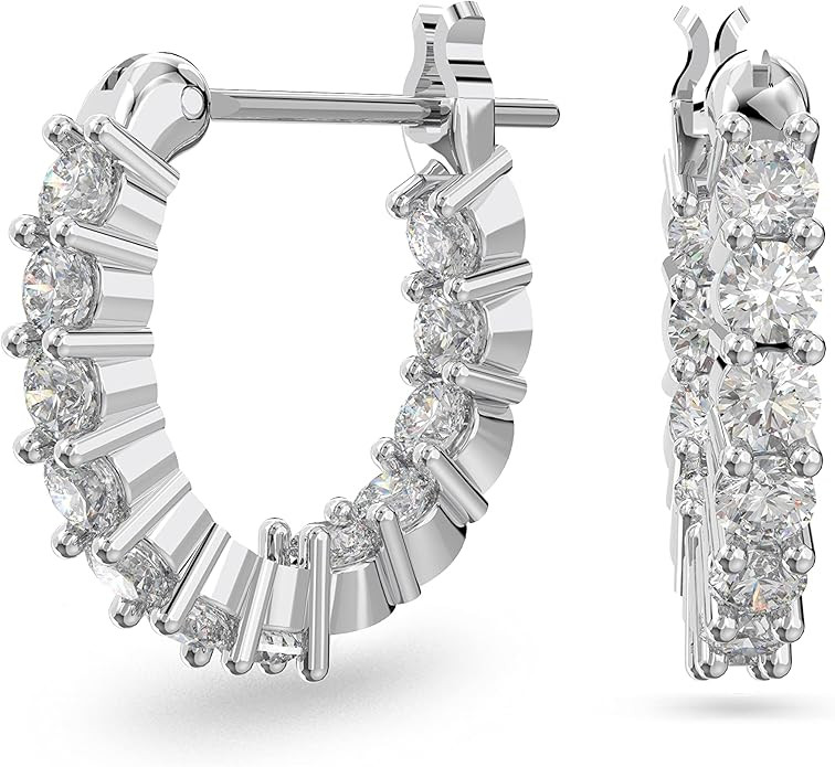 Swarovski Matrix Hoop Earrings, Clear Crystals, Rhodium Finish | Amazon (US)