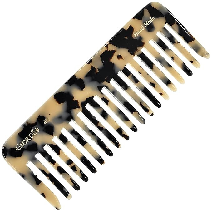 Giorgio G49 White Tokyo Wide Tooth Detangler Comb for Thick Curly Wavy Hair, Wet or Dry. Handmade... | Amazon (US)