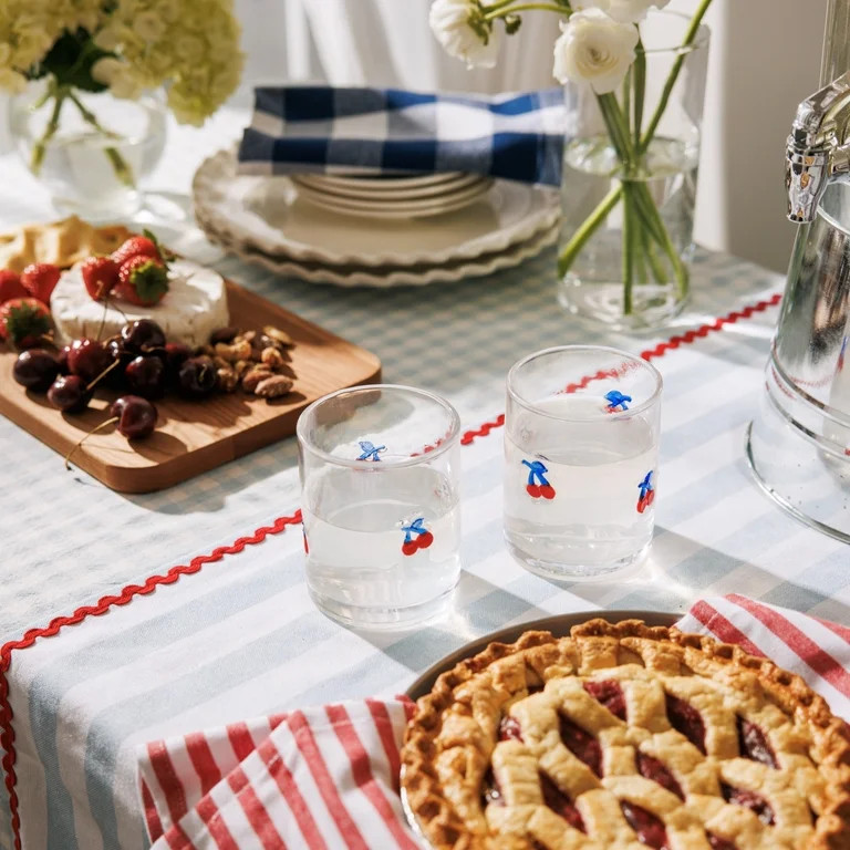 Thyme & Table 12 fl oz Patriotic Cherries Charm Drinking Glasses, Set of 2 | Walmart (US)
