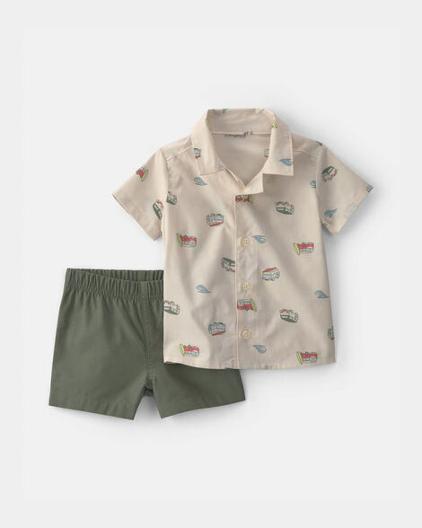 Baby Boy 2-Piece Beachy Van Top & Short Set - Green | Carter's Inc