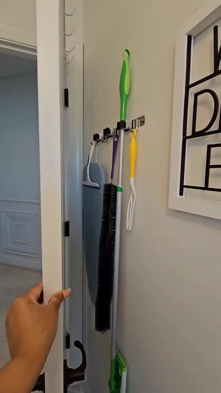 I love this Wall mounted cleaning supplies rack. It fits so seamlessly behind my Laundryroom door and creates easy access to the things I use most often. 

#LTKVideo #LTKhome