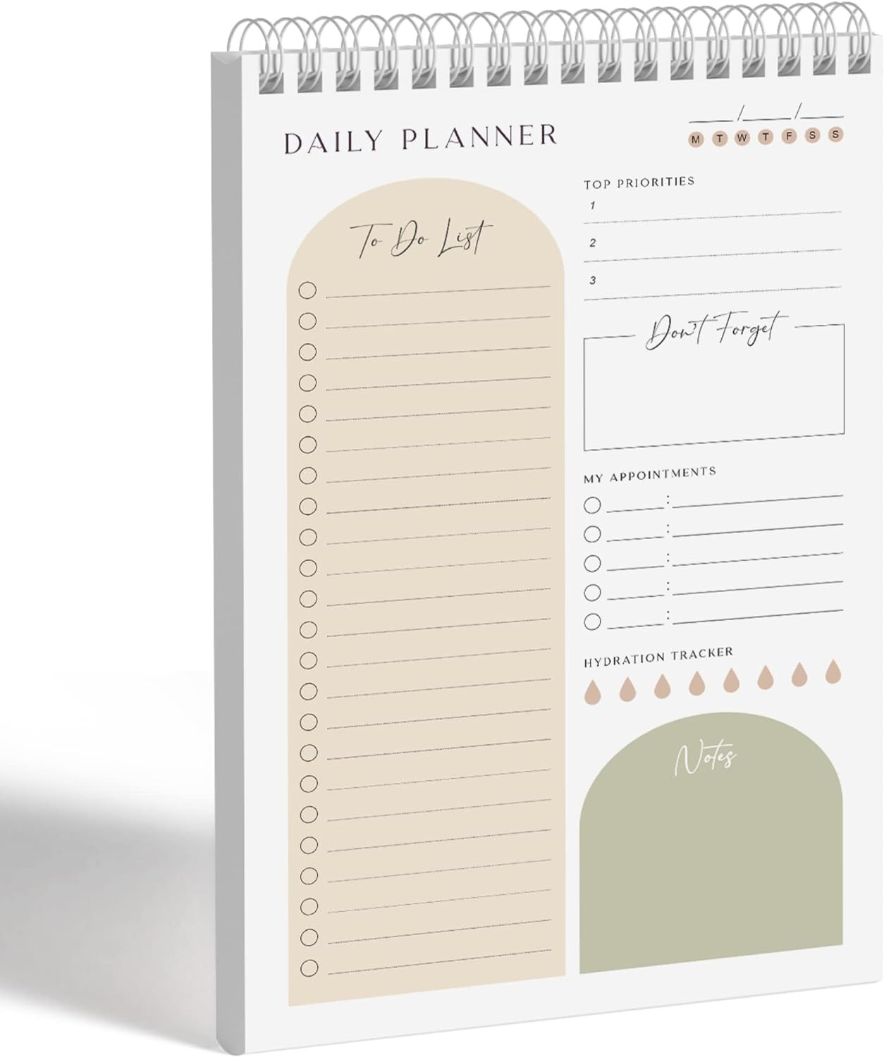 Daily Planner To Do List Notepad 60 Undated Pages,Almond,Twin-ring Spiral Bindling 6x9 Inch Deskt... | Amazon (US)