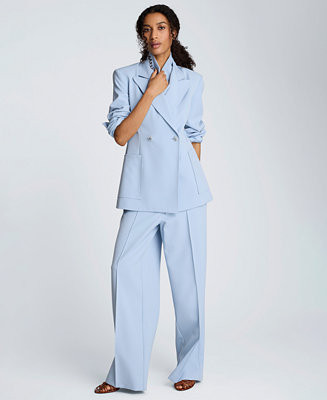Women's Luxe Twill Double-Breasted Blazer | Macy's