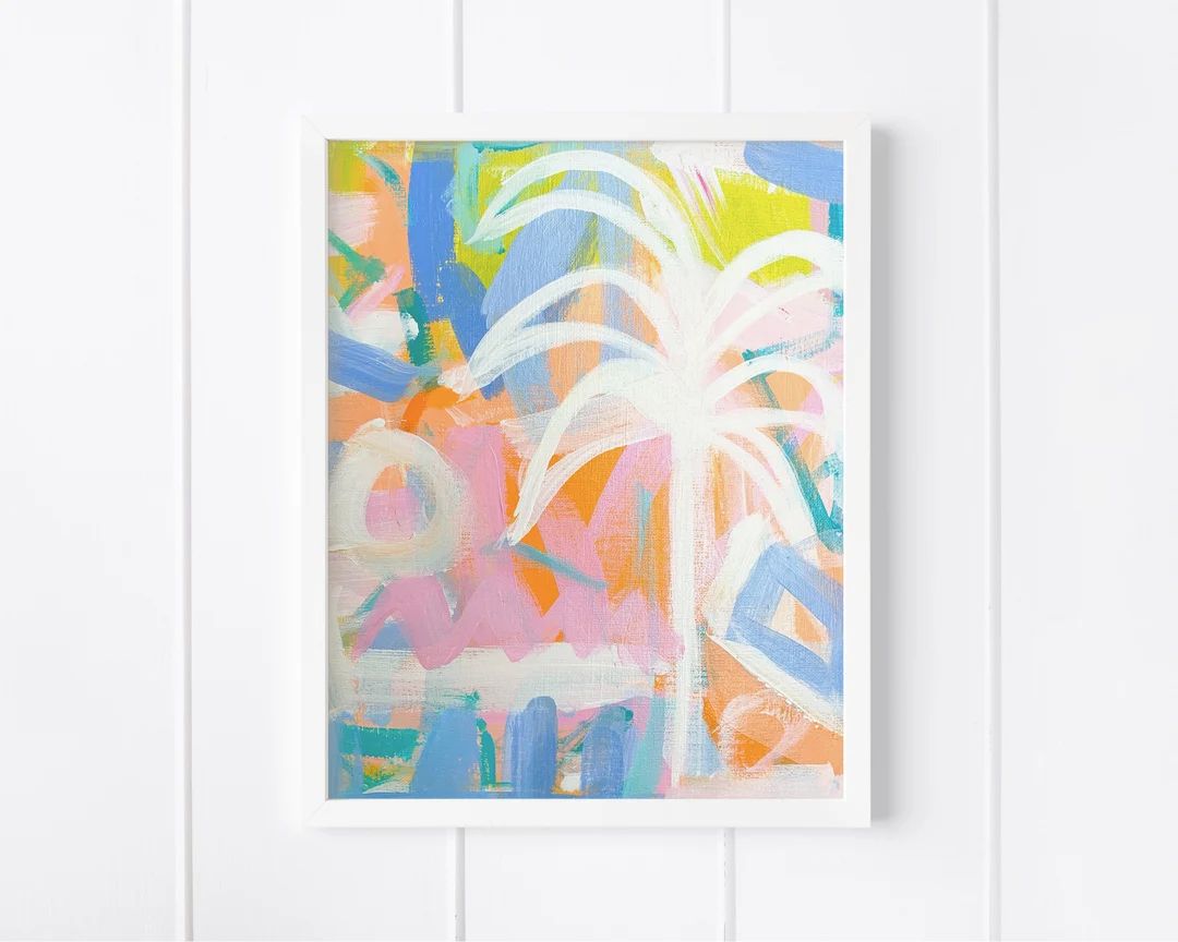 Printable Palm Tree Wall Art, Instant Download, Coastal Tropical Artwork, Palm Tree Abstract Pain... | Etsy (US)